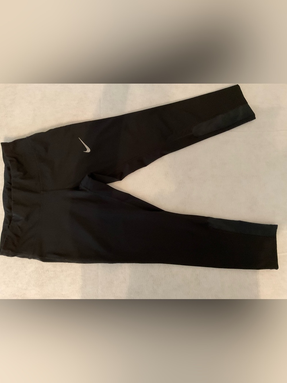 Nike Black Kids Leggings with Silver Swoosh